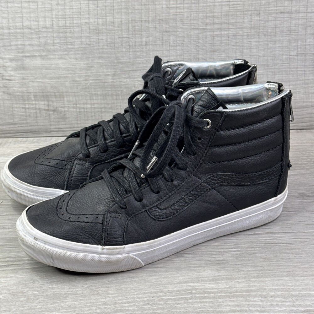 VANS SK8-HI Black High Top Unisex Leather Skate Shoes US Women Size 8 Mens 6.5